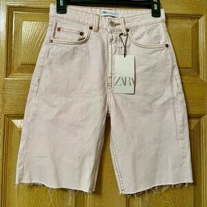 NWT Zara Light Pink Denim Cutoff Shorts Size 0